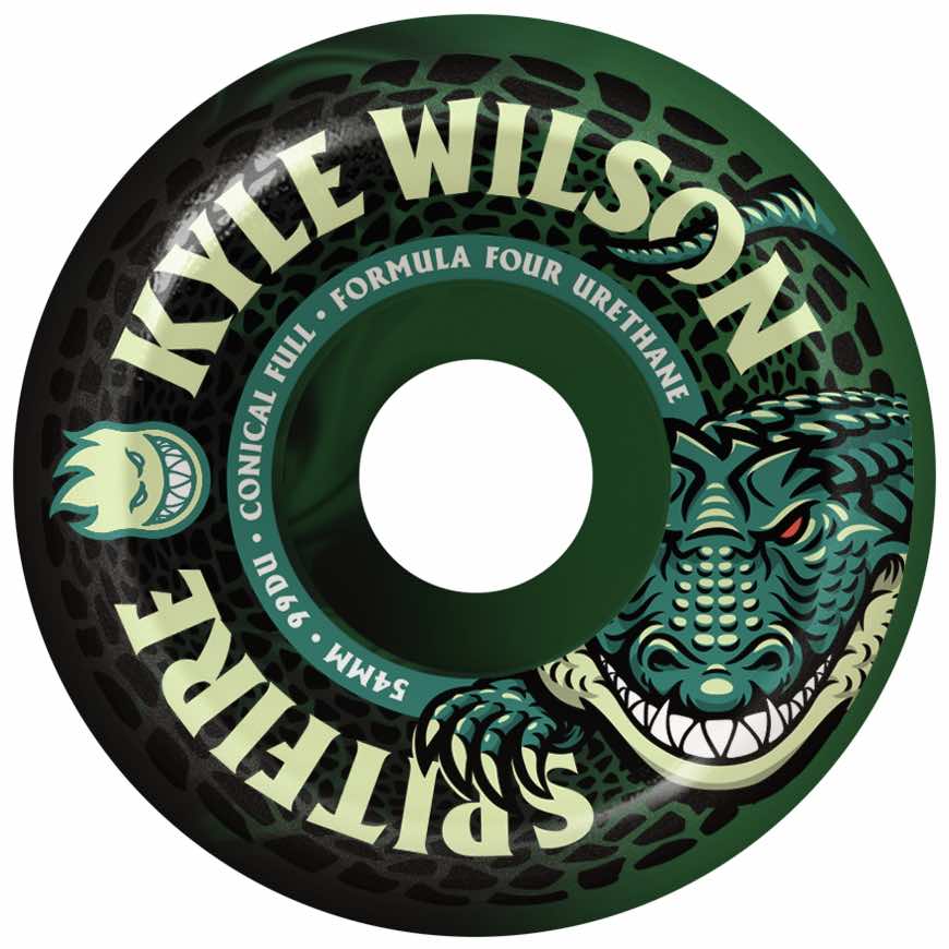 SPITFIRE FORMULA FOUR KYLE WILSON DEATH ROLL CONICAL FULL 54MM 99A GREEN WHEELS